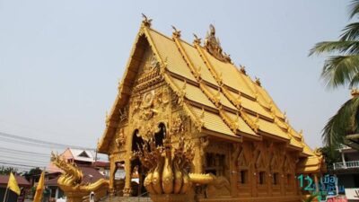 วัดศรีพันต้น ชมวิหารสีทองและศิลปะปูนปั้นล้านนา อ.เมืองน่าน